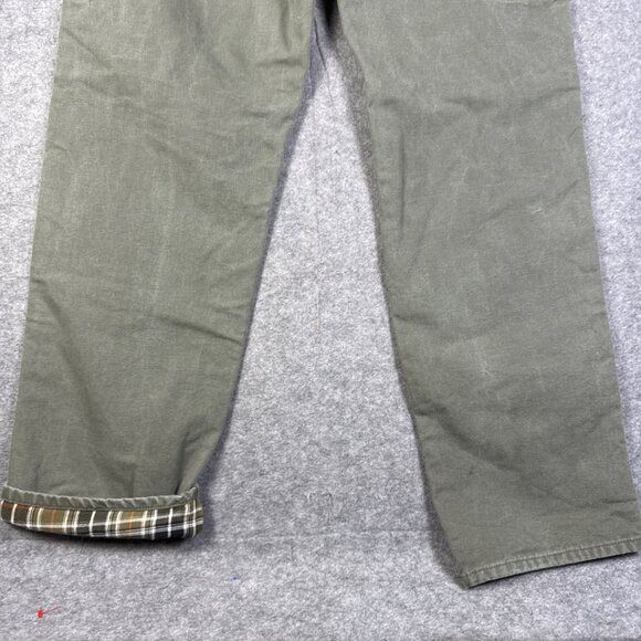 Carhartt Pants Mens 38x36 Green Flannel Lined Workwear B111 MOS Olive - Picture 9 of 13